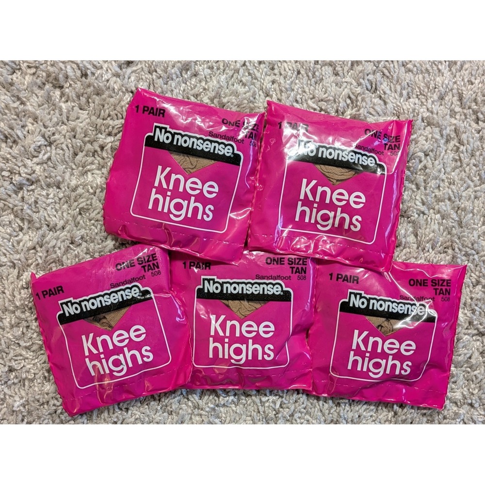 No Nonsense Knee Highs - Sandalfoot #508 - Tan -‎ Lot of 5